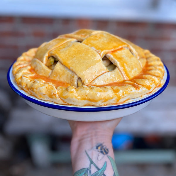 Deep-Filled Apple Pie in a Falcon Enamel Dish